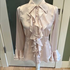 CAbi Soft Blush Blouse with ruffles, XS